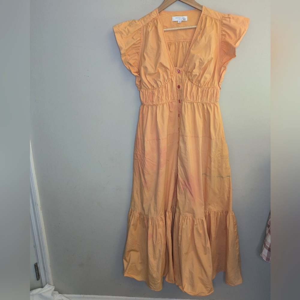 Derek Lam Peach Ruffle Midi Dress Size 40